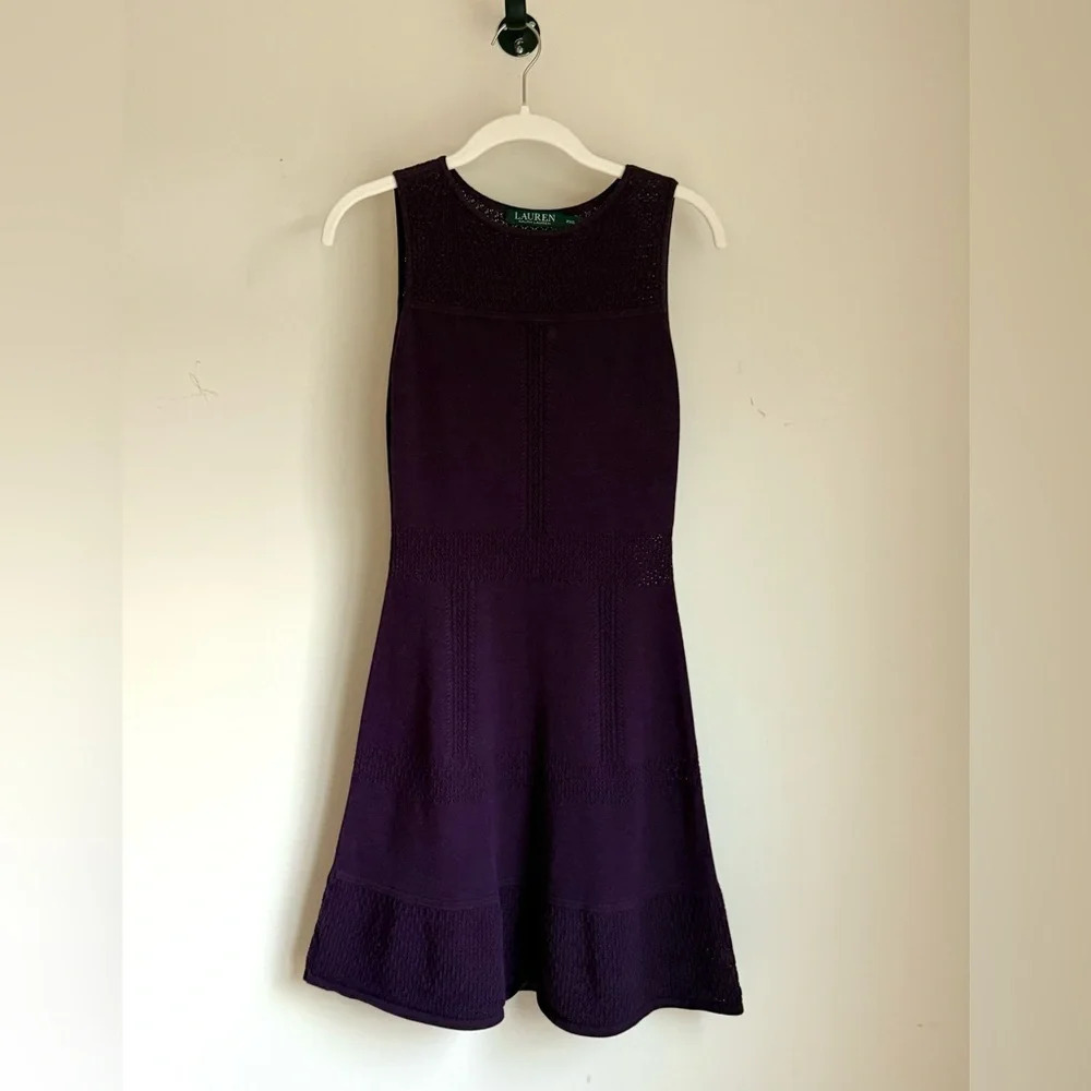 Lauren Ralph Lauren Purple Sleeveless Knit Dress in a size PXS